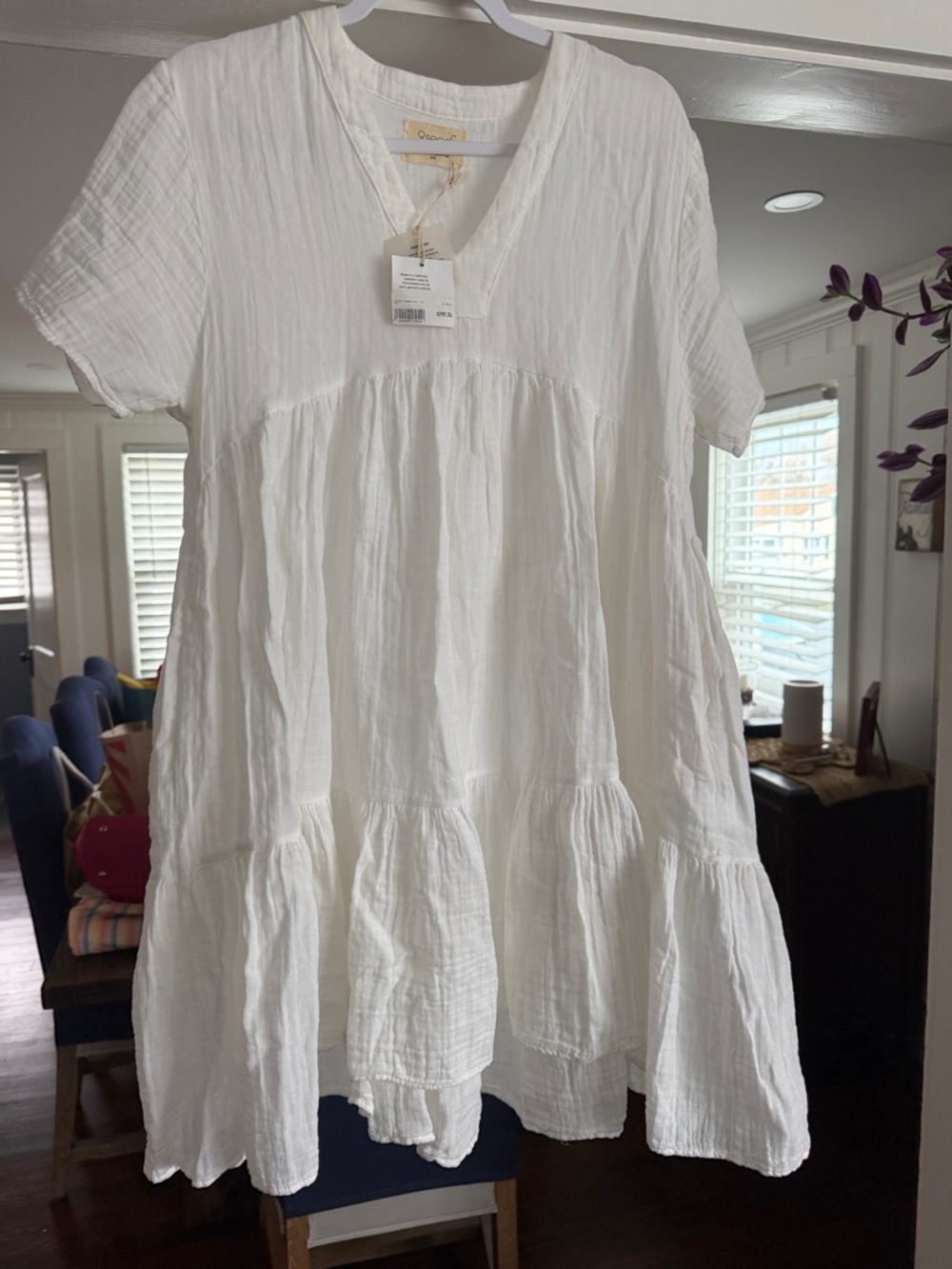 9 Seed El Matador Dress | White Cotton | Tiered Babydoll Dress